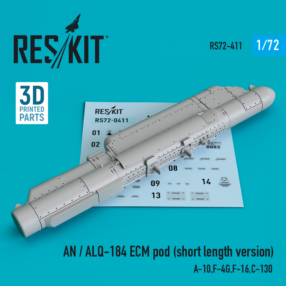 Additions (3D resin printing) 1/72 AN / ALQ-184 ECM pod (short length version) (ResKit)