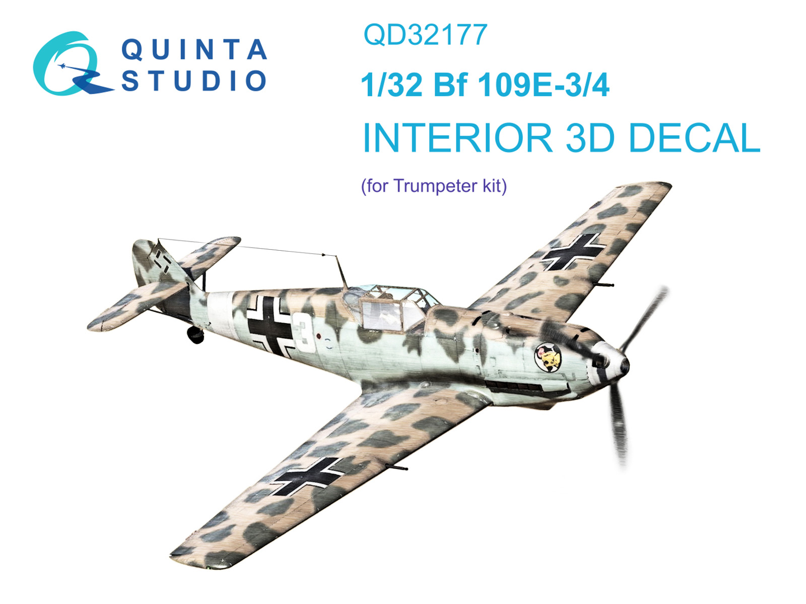 Bf 109E3/4 3D-Printed & coloured Interior on decal paper (Trumpeter)