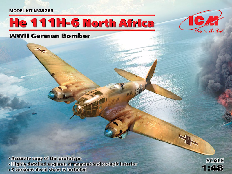 Model kit 1/48 Heinkel He 111H-6 North Africa, German (ICM)