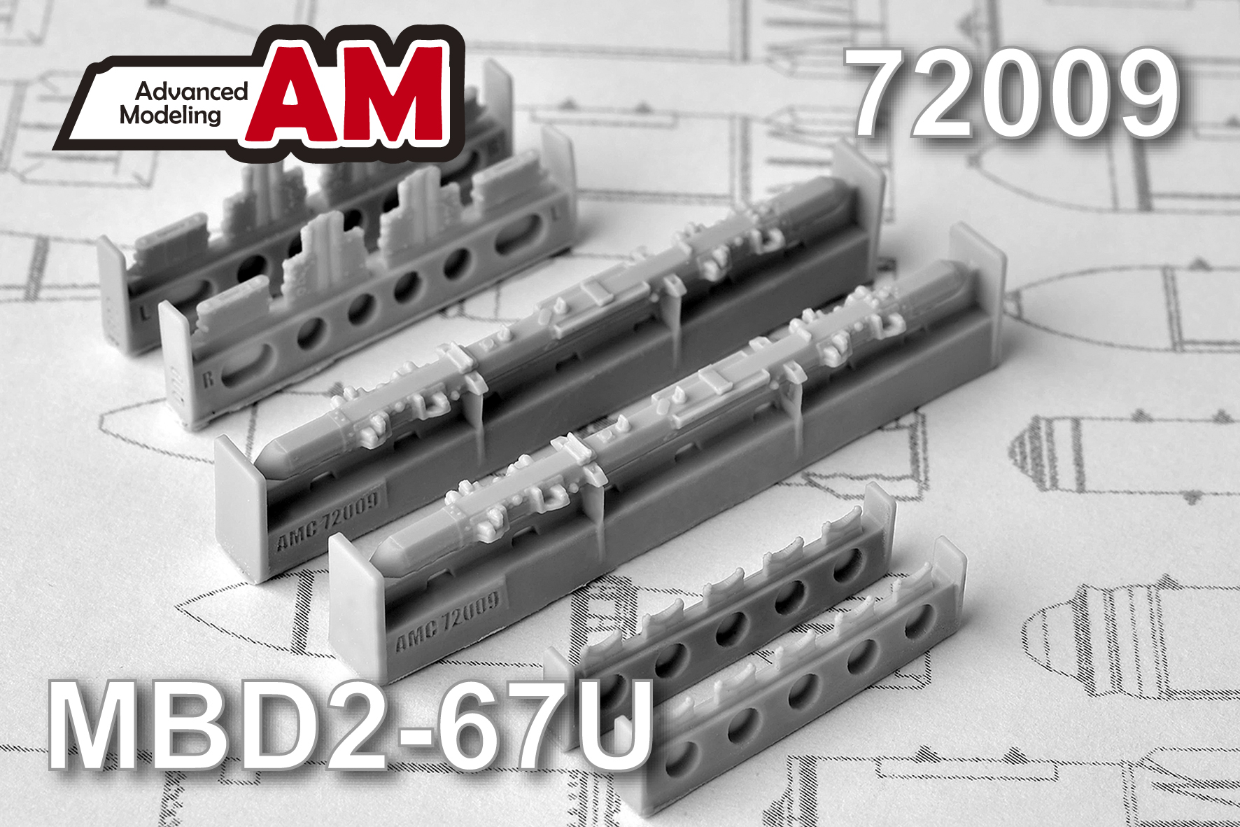 Additions (3D resin printing) 1/72 MBD2-67U, multi-lock beam holder (Advanced Modeling) 