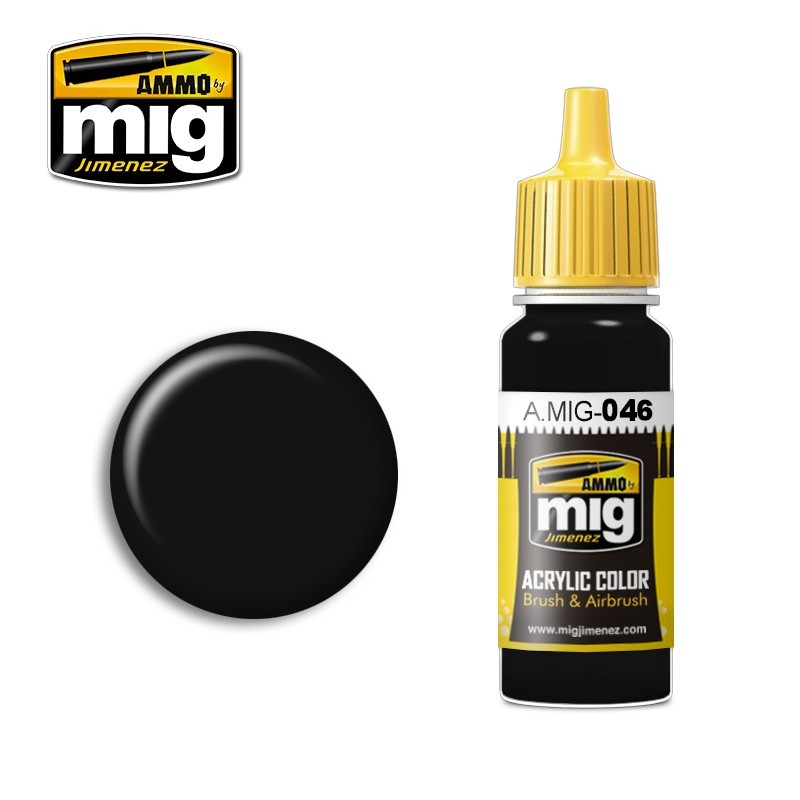 Acrylic paint MATT BLACK  (Ammo Mig) (17ml) 