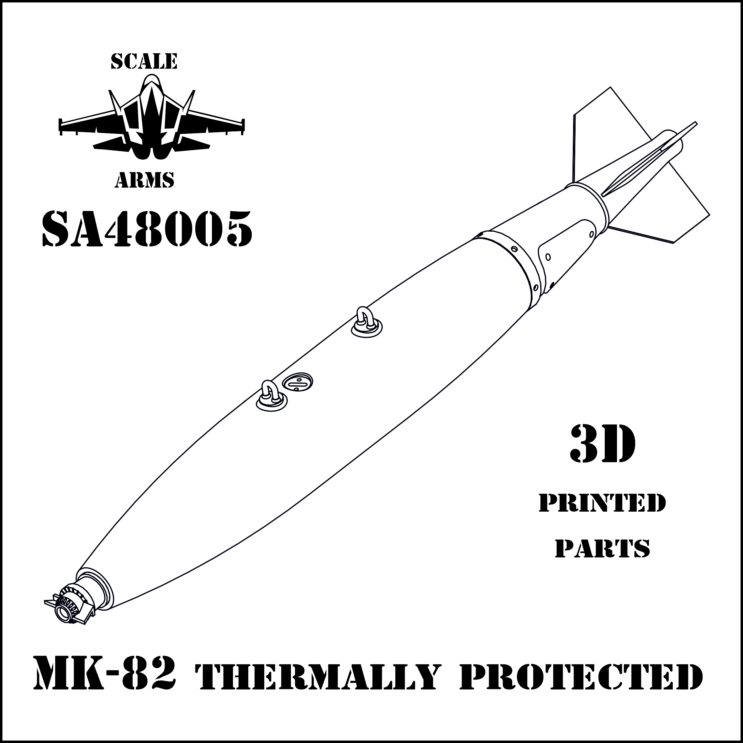 Additions (3D resin printing) 1/48 MK-82 Aviation Bomb (6 pieces included) (thermally protect) (Scale Arms)