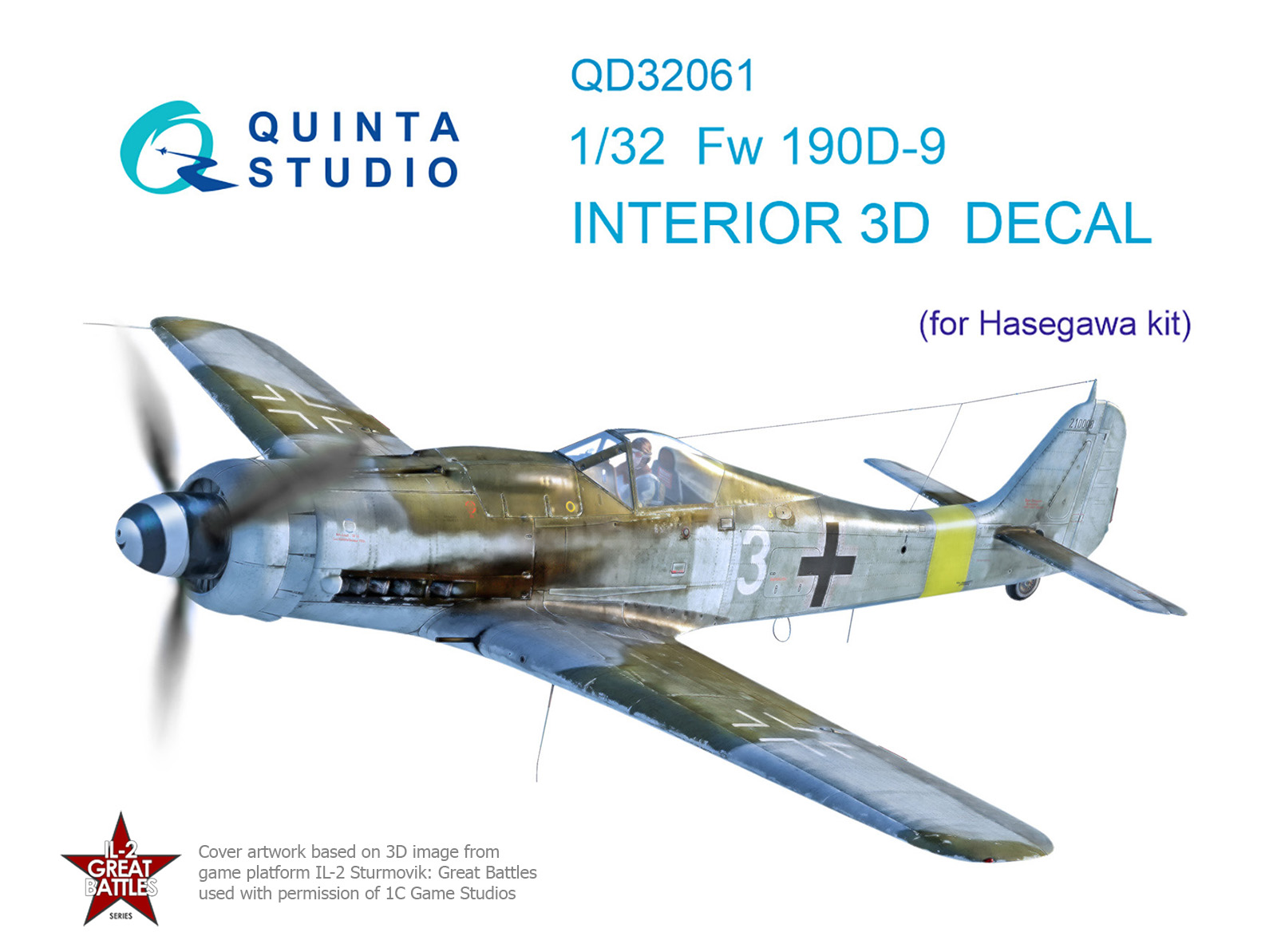 FW 190D-9  3D-Printed & coloured Interior on decal paper (for Hasegawa kit)