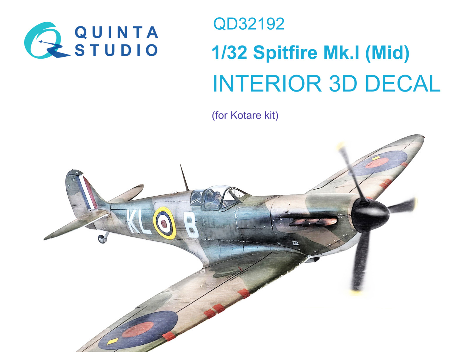 Spitfire Mk.1 (Mid) 3D-Printed & coloured Interior on decal paper (Kotare)