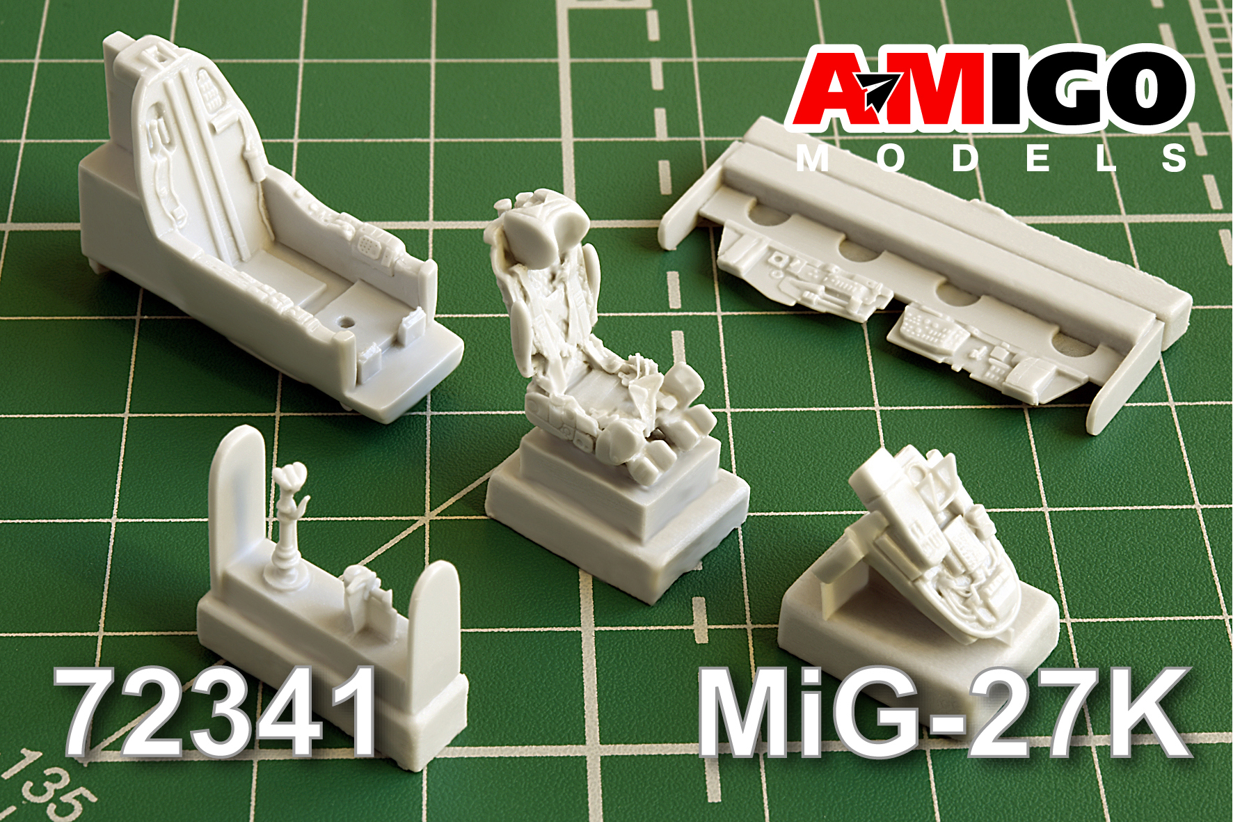 Additions (3D resin printing) 1/72 MiG-27K aircraft cockpit with KK-1M ejection seat (Amigo Models) 