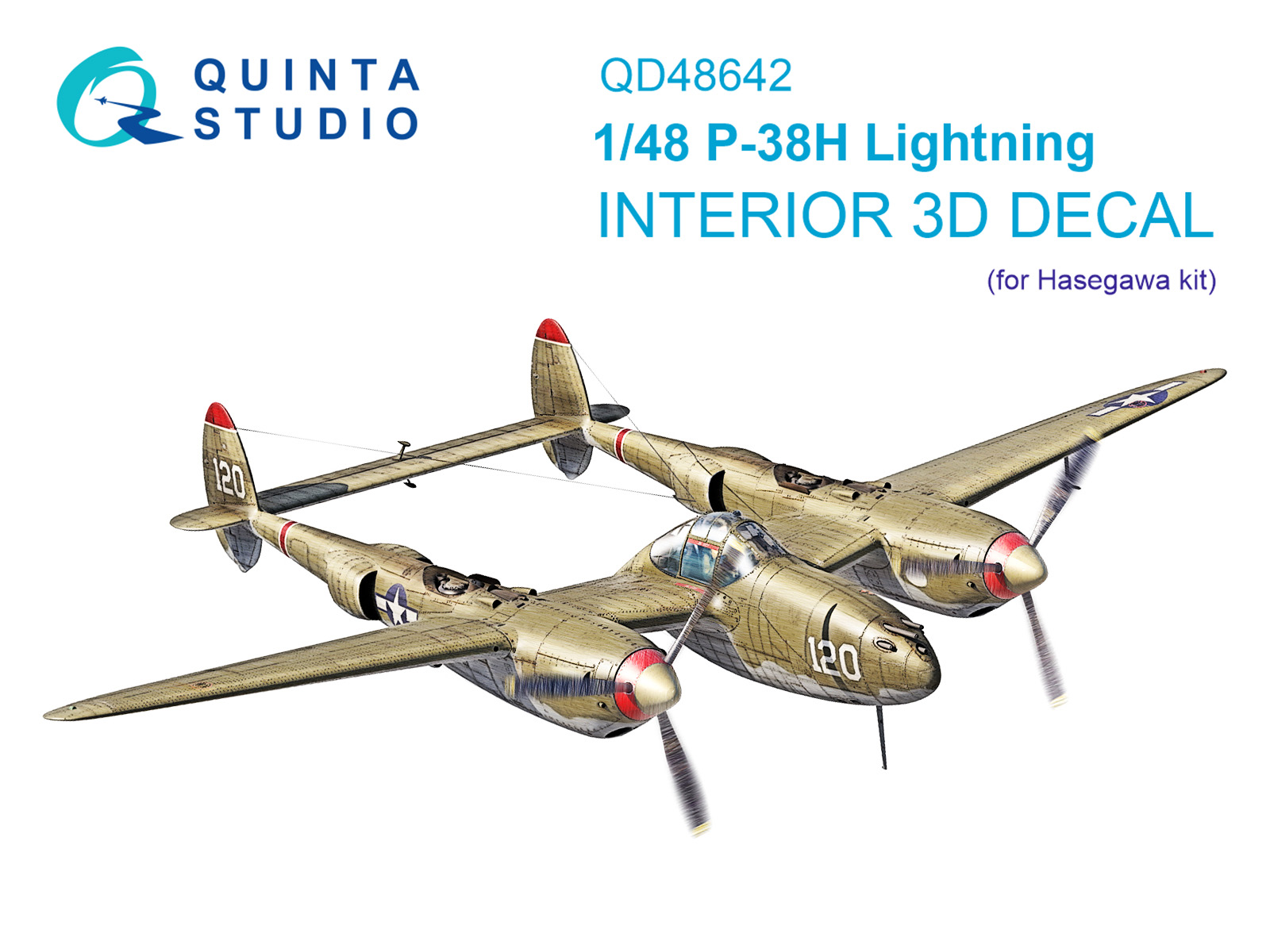 P-38H Lightning 3D-Printed & coloured Interior on decal paper (Hasegawa)