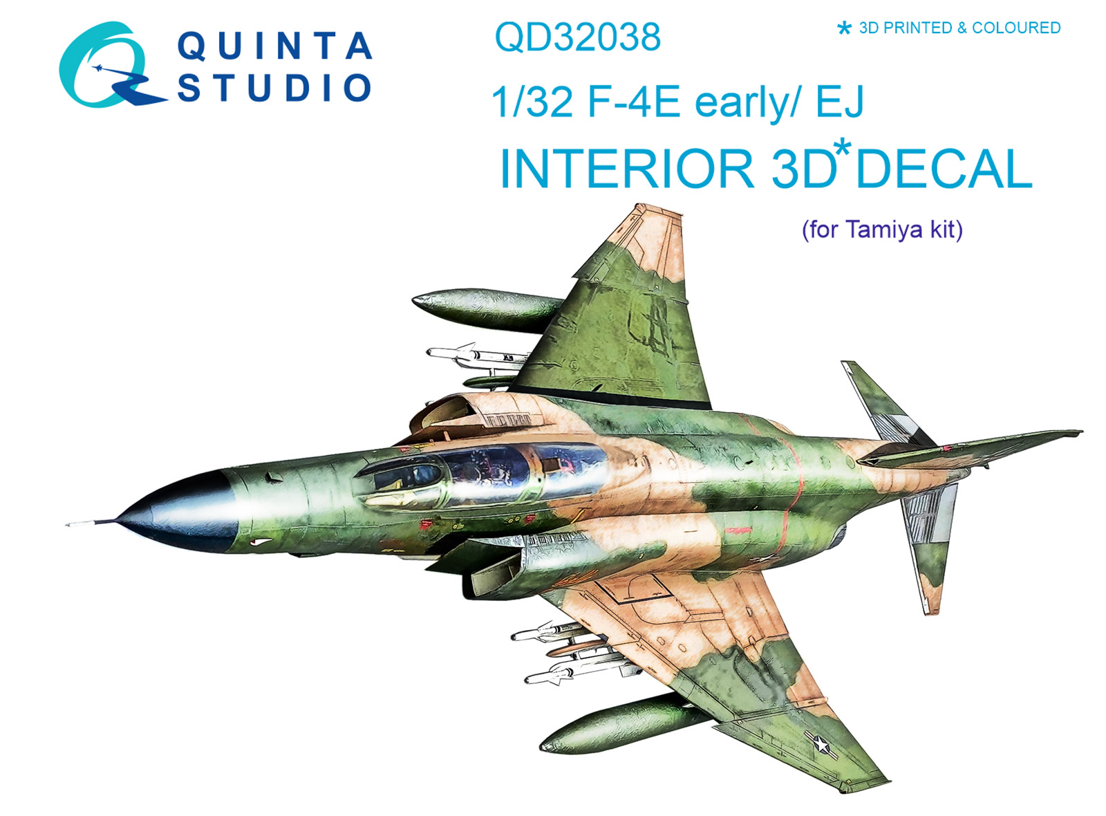 F-4E early/F-4EJ 3D-Printed & coloured Interior on decal paper (Tamiya)