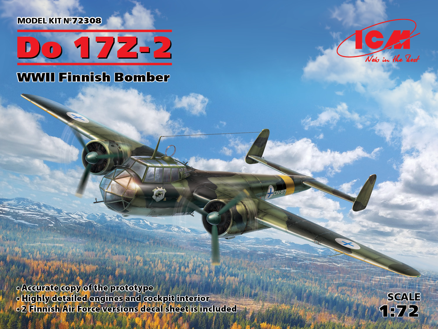 Model kit 1/72 Dornier Do 17Z-2 Finnish WWII Bomber (ICM)