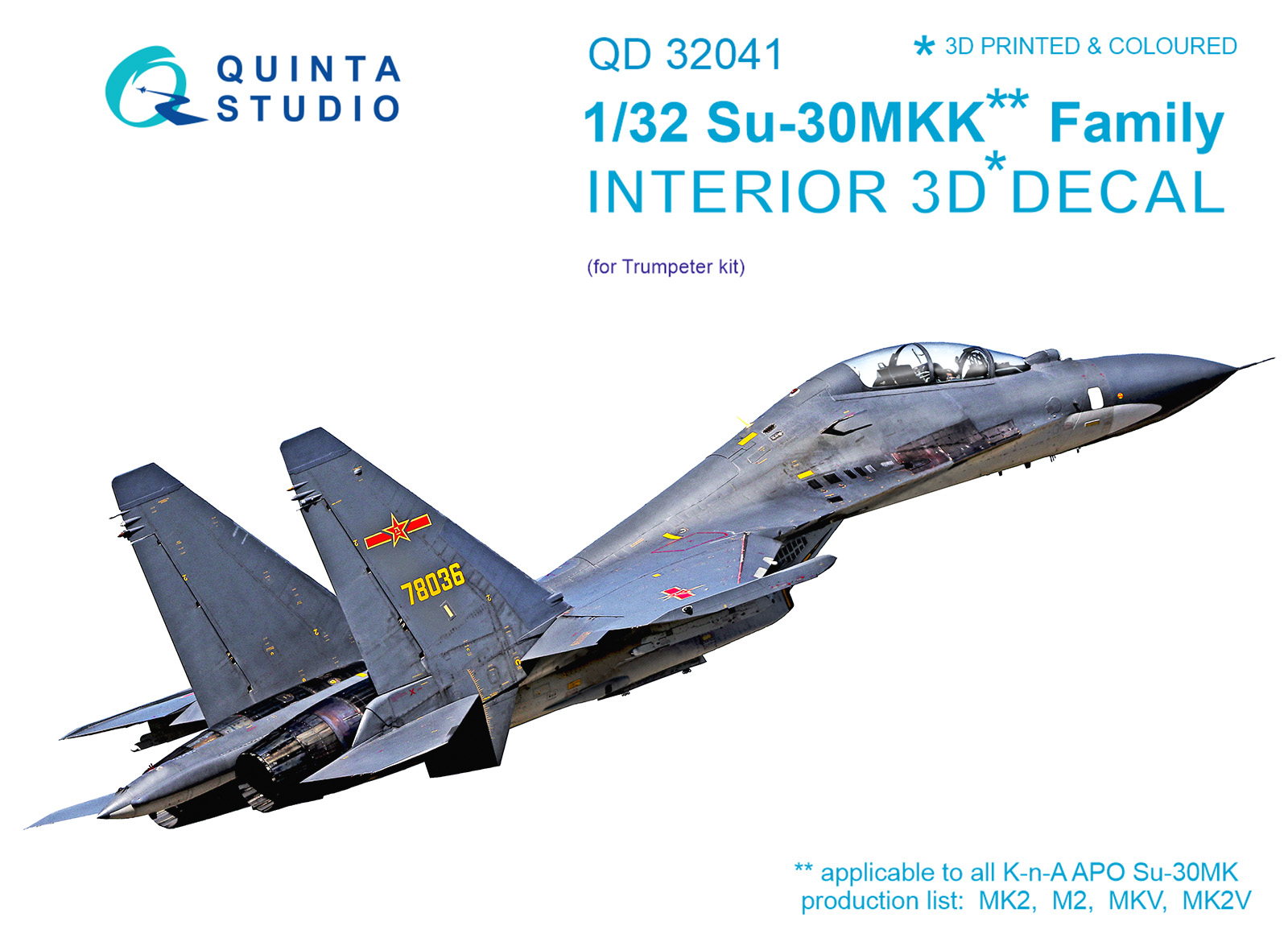 Su-30MKK 3D-Printed & coloured Interior on decal paper (for Trumpeter kit)
