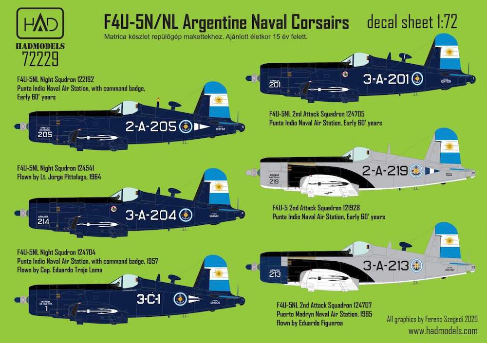 Decal 1/72 F4U-5N/NL Argentine Naval Corsairs (HAD)