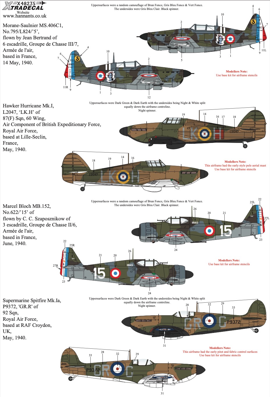 Decal 1/48Battle Of France Fighters Collection (4) (Xtradecal)