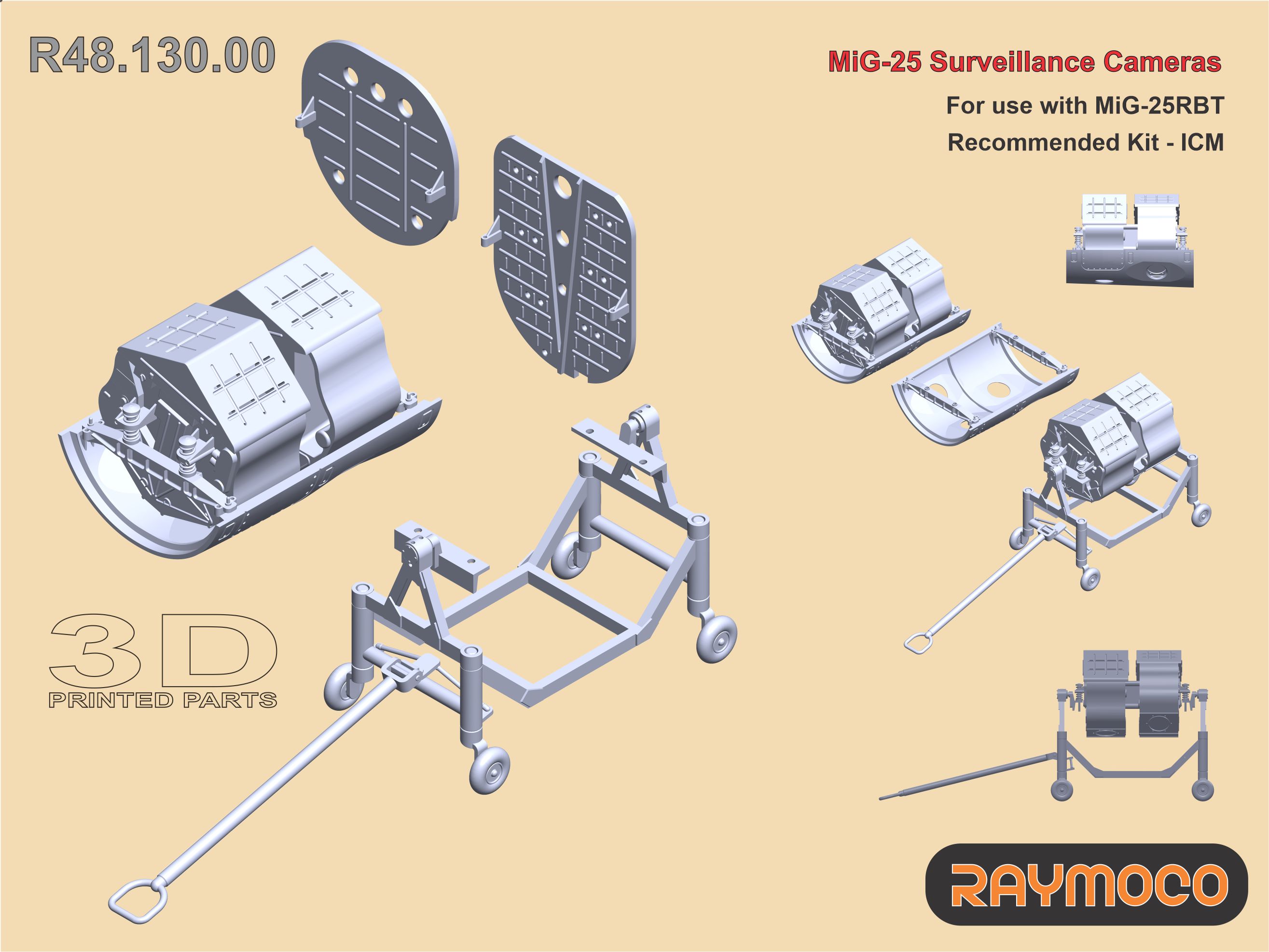 Additions (3D resin printing) 1/48 MiG-25 Surveillance Cameras (Raymoco)