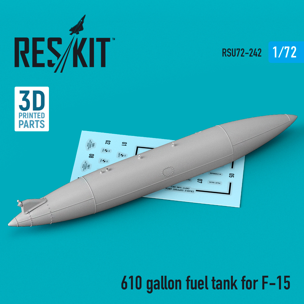 Additions (3D resin printing) 1/72 610 gallon fuel tank for McDonnell F-15 (1 pcs) (ResKit)