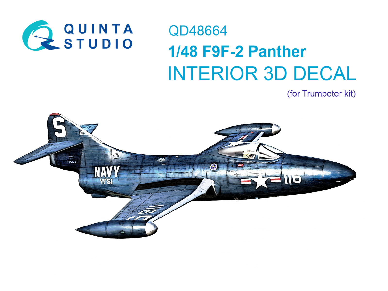 F9F-2 Panther 3D-Printed & coloured Interior on decal paper (Trumpeter)
