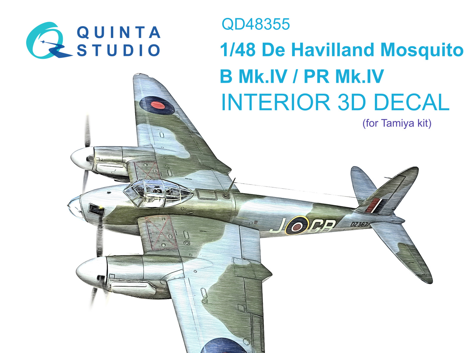 DH Mosquito B Mk.IV/PR Mk.IV 3D-Printed & coloured Interior on decal paper (Tamiya)