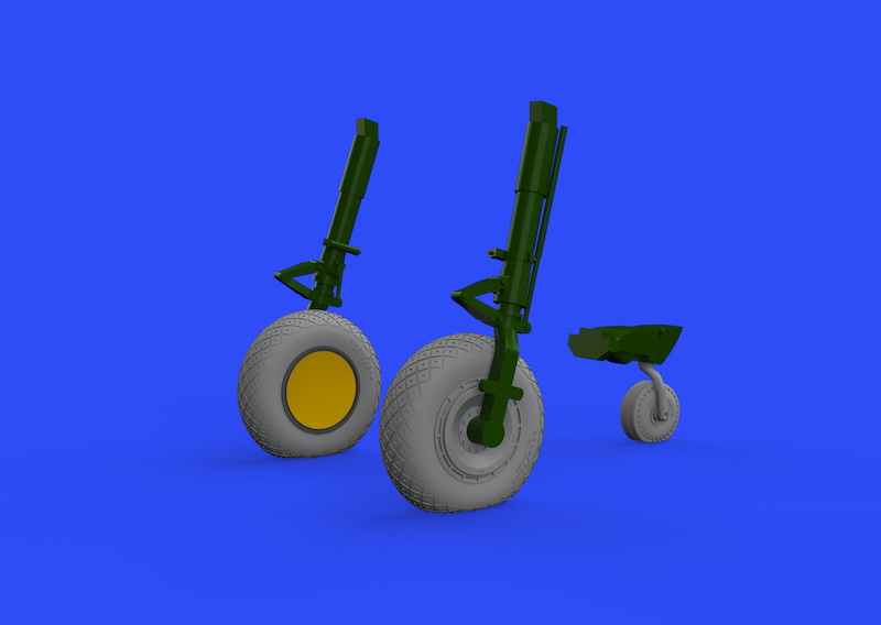 Additions (3D resin printing) 1/48 Republic P-47D Thunderbolt wheels with weighted tyre effect (designed to be used with Tamiya kits) 