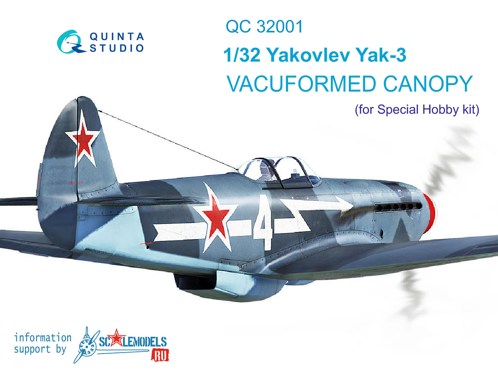 Yak-3 vacuuformed clear canopy, open & close position (for Special Hobby kit)