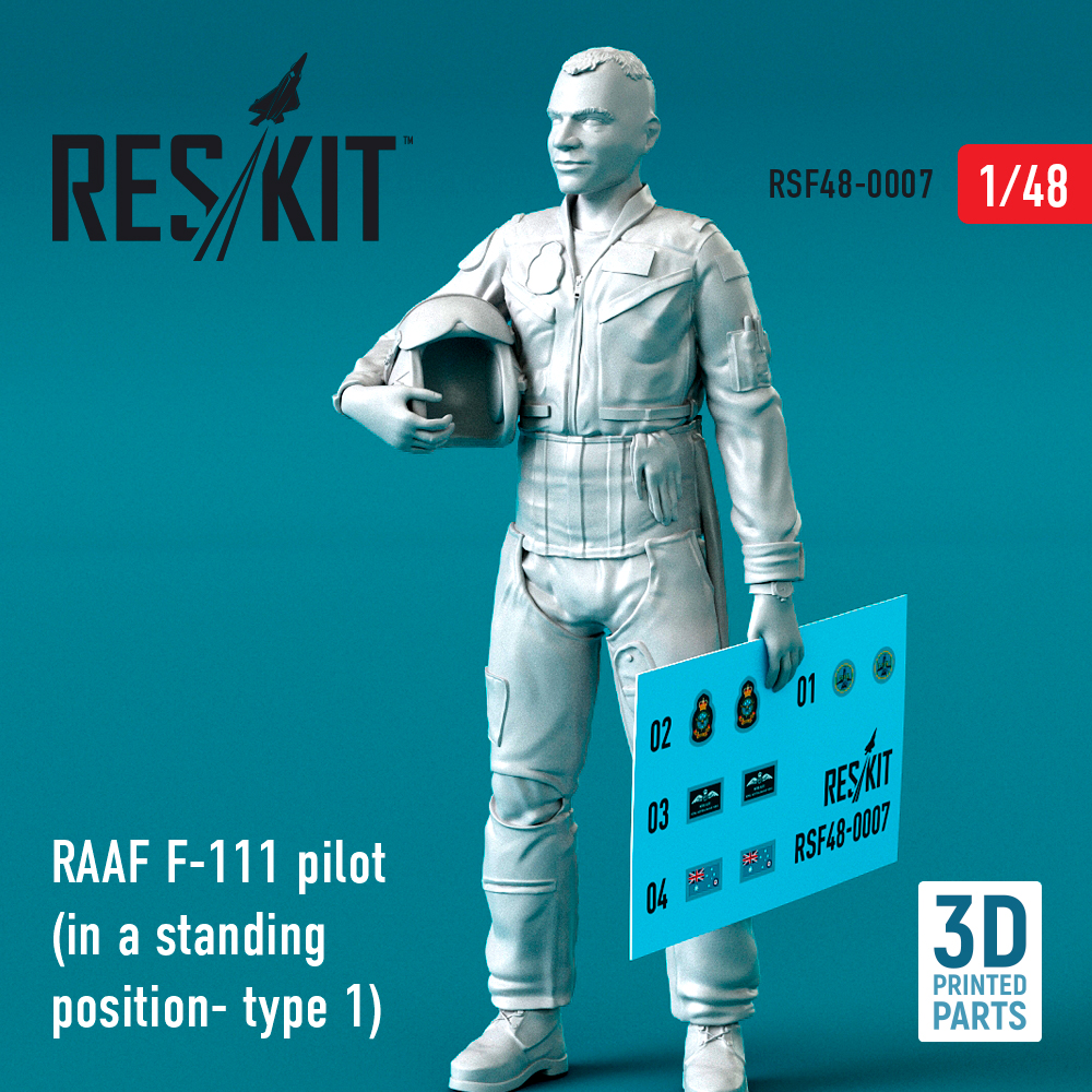 Additions (3D resin printing) 1/48 RAAF General-Dynamics F-111 pilot (in a standing position- type 1)  (ResKit)