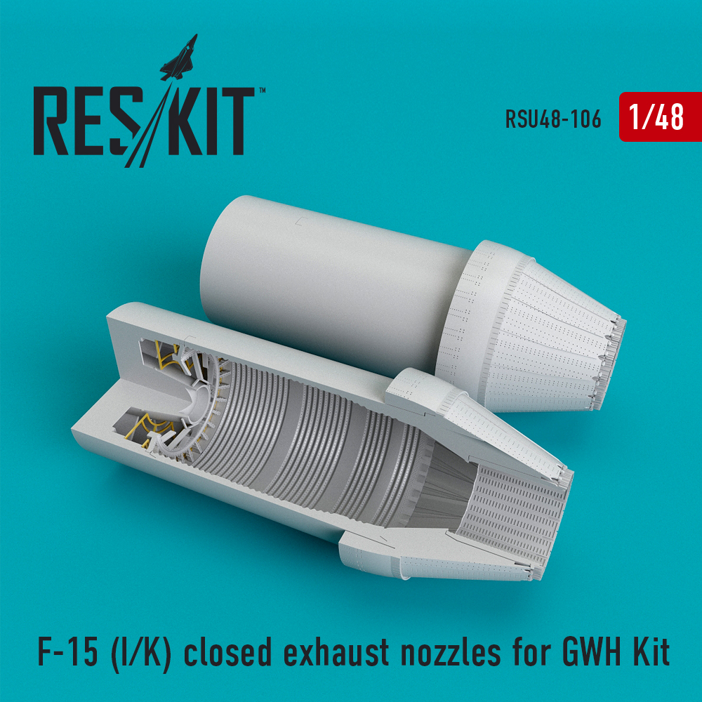 Additions (3D resin printing) 1/48 McDonnell F-15I Eagle (F-15K) closed exhaust (ResKit)