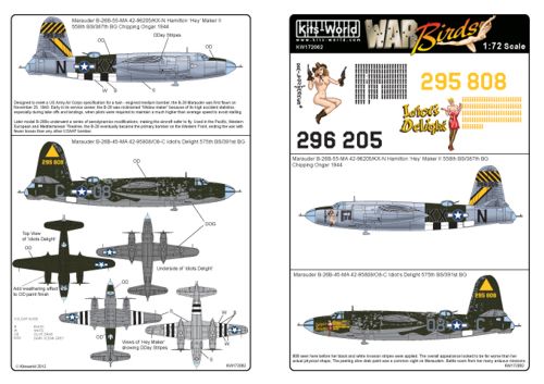 Decal 1/72 Martin B-26B Marauders. 42-96205/KX-N Hamilton (Kits-World)