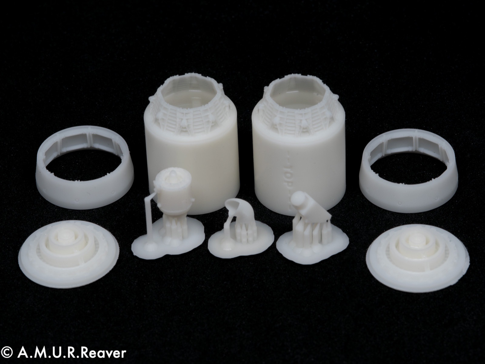 Additions (3D resin printing) 1/48 Rolls-Royce Turbomeca Adour engine nozzles for SEPECAT Jaguar models (A.M.U.R.Reaver) 