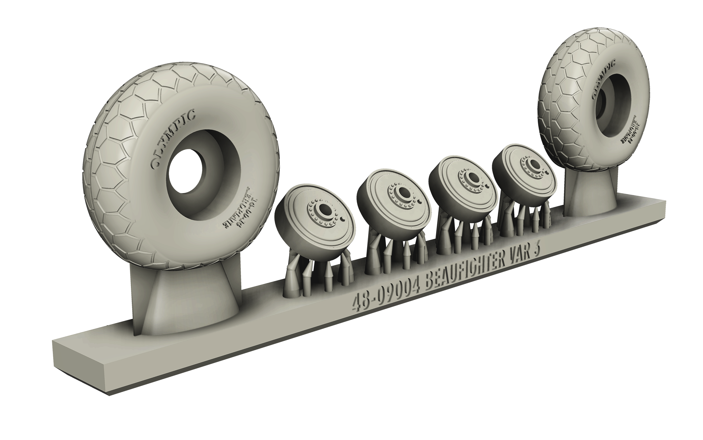 Additions (3D resin printing) 1/48 BRISTOL BEAUFIGHTER Wheels under load v3 (RESArm)
