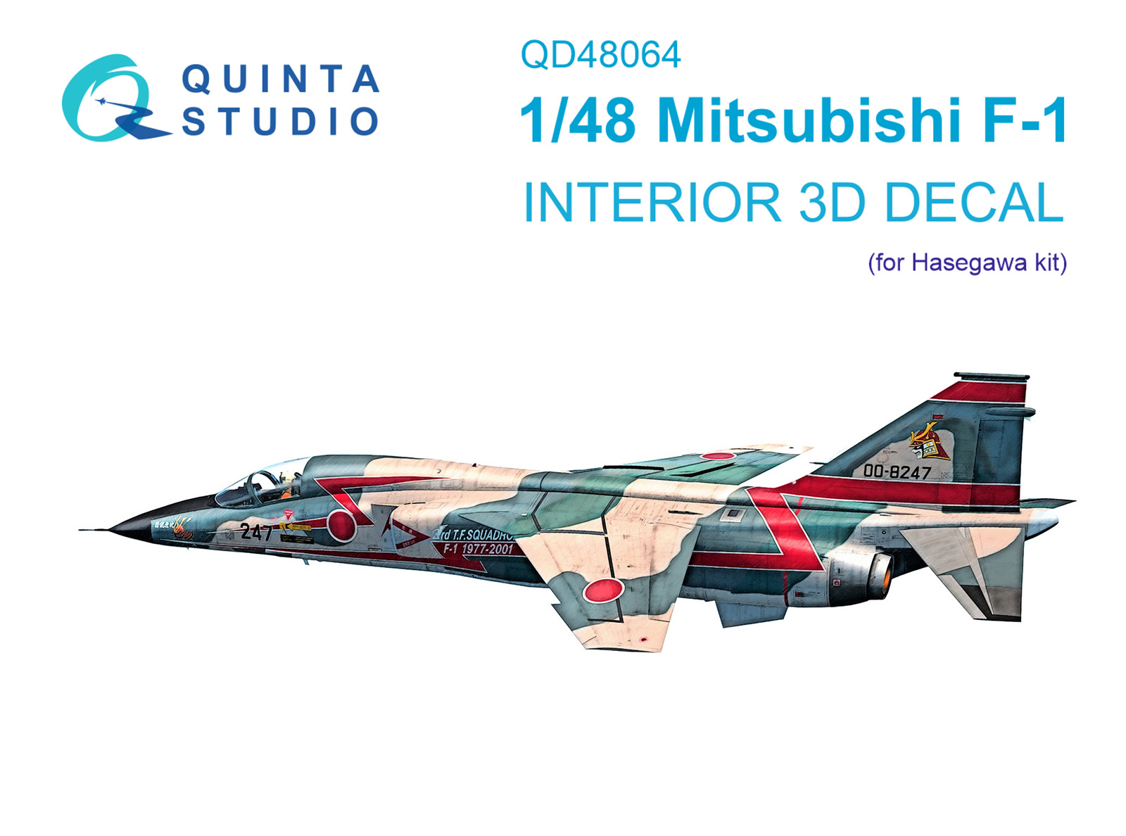 Mitsubishi F-1 3D-Printed & coloured Interior on decal paper (Hasegawa)