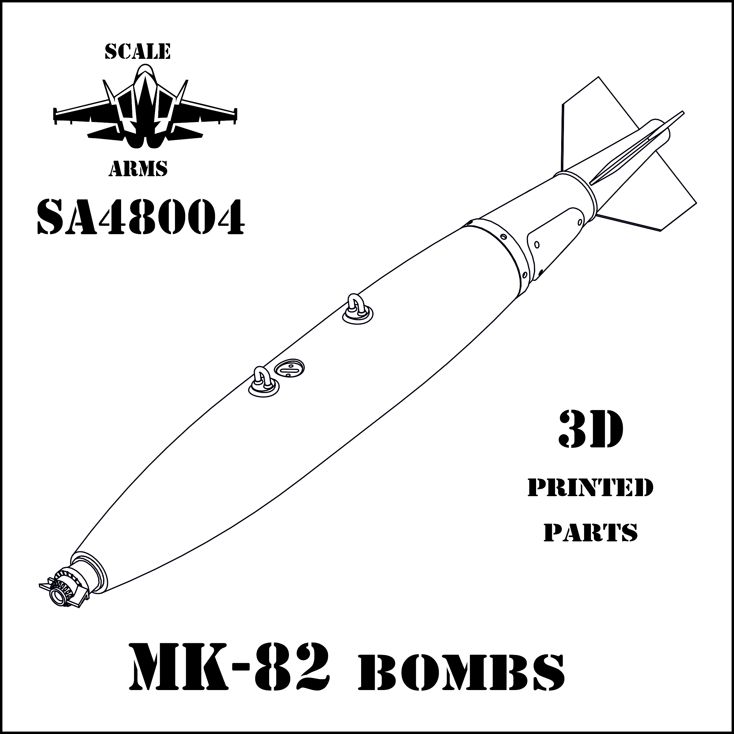 Additions (3D resin printing) 1/48 MK-82 Aviation Bomb (6 pieces included) (Scale Arms)