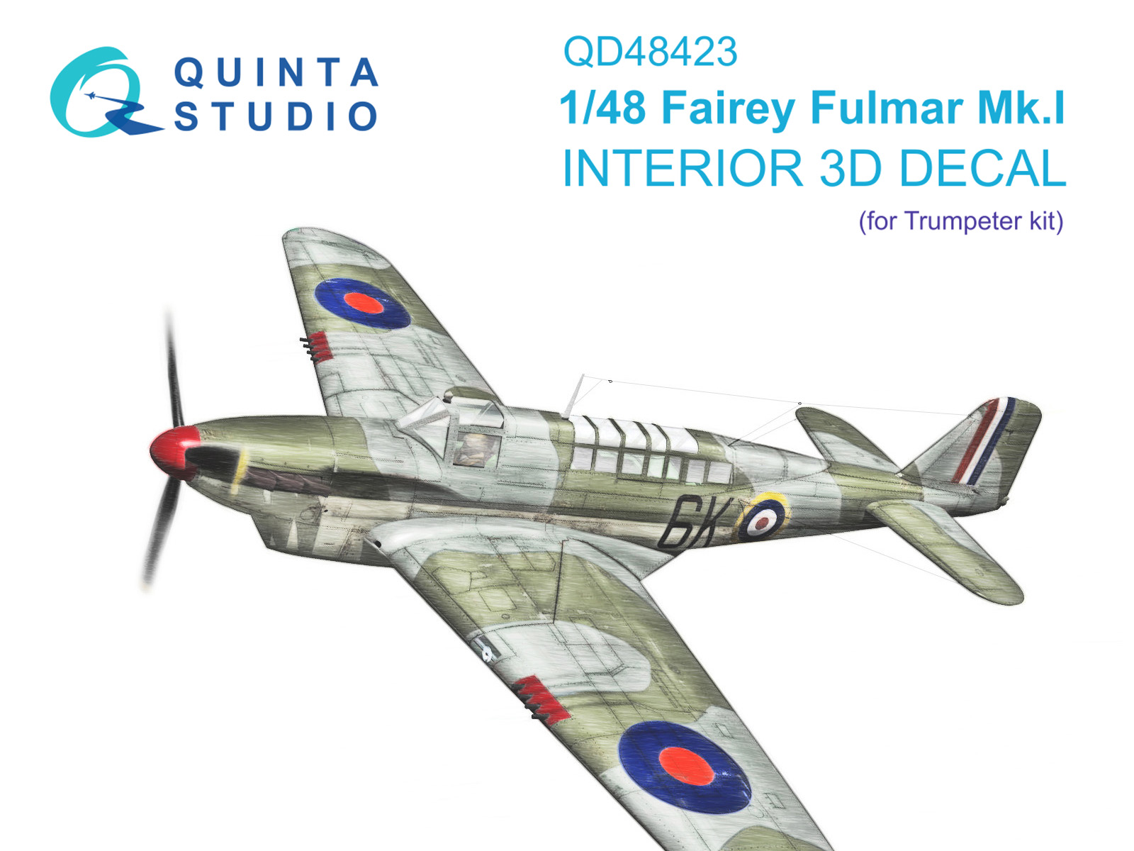 Fairey Fulmar Mk.I 3D-Printed & coloured Interior on decal paper (Trumpeter)
