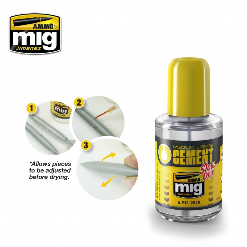 Medium Dense Cement - Slow Dry (Polyester Plastic Glue) (Ammo Mig) (30ml) 