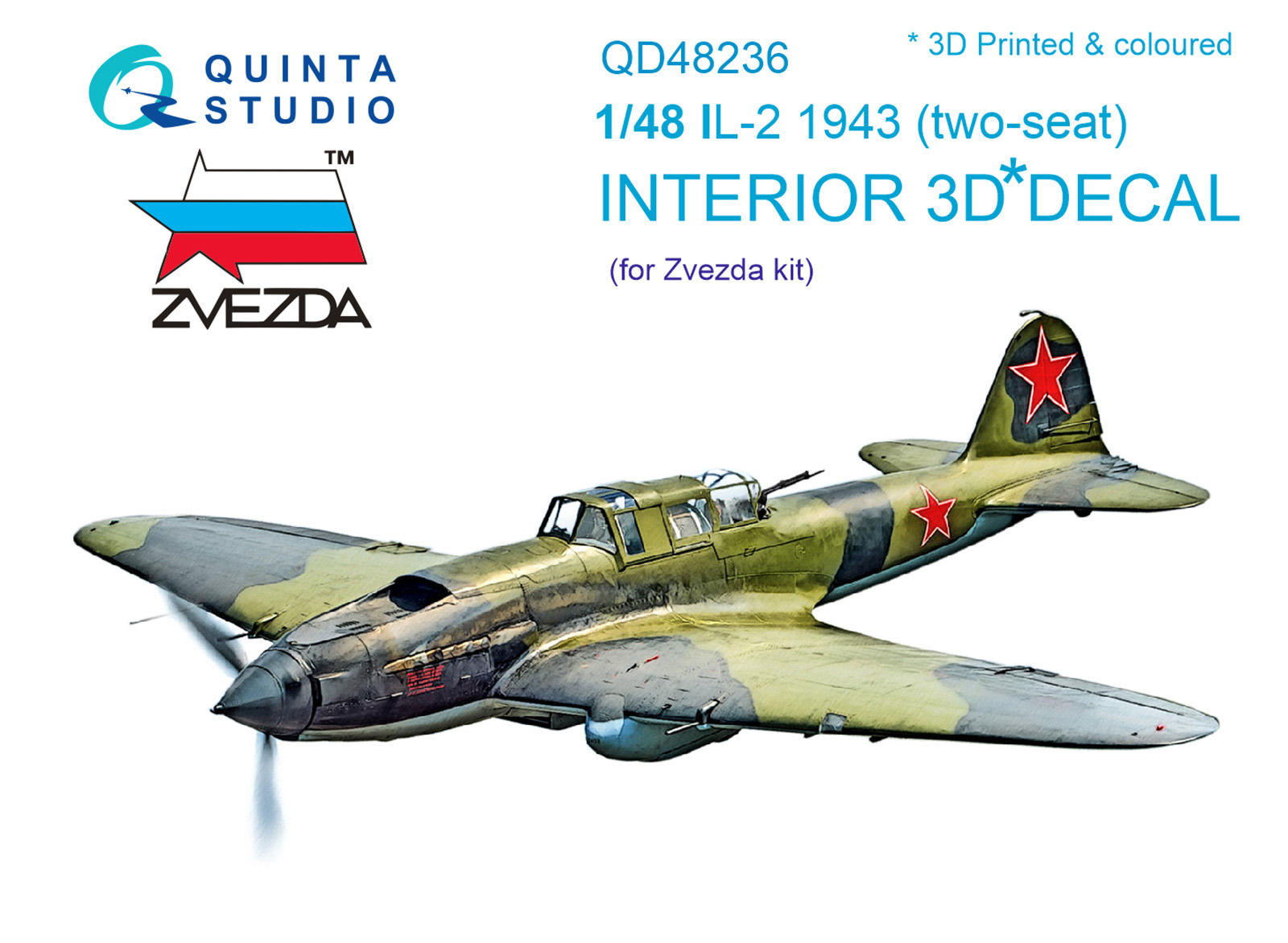 IL-2 1943 (two-seat) 3D-Printed & coloured Interior on decal paper (for Zvezda kit)