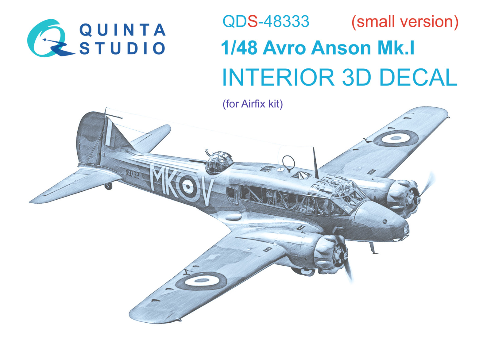 Avro Anson Mk.I 3D-Printed & coloured Interior on decal paper (Airfix) (Small version)