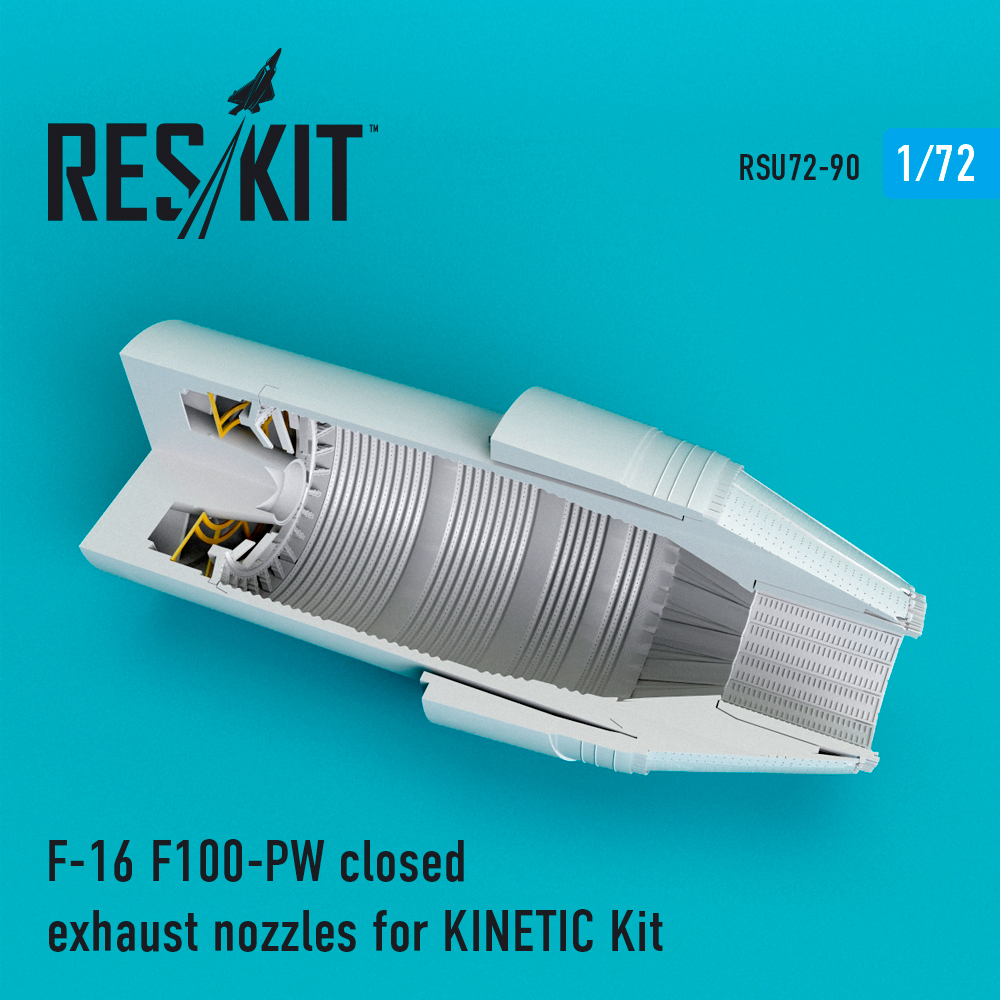 Additions (3D resin printing) 1/72 Lockheed-Martin F-16C F100-PW closed exhaust nozzles (ResKit)