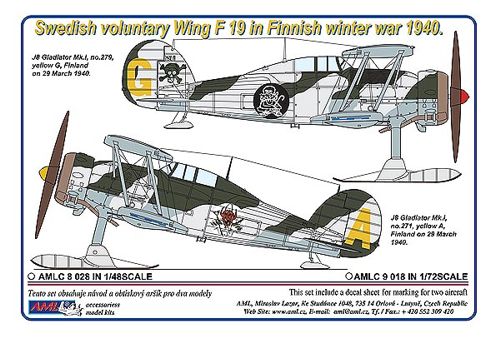 Decal 1/72 Swedish voluntary Wing F19 in Finnish winter war 1940  (AML)