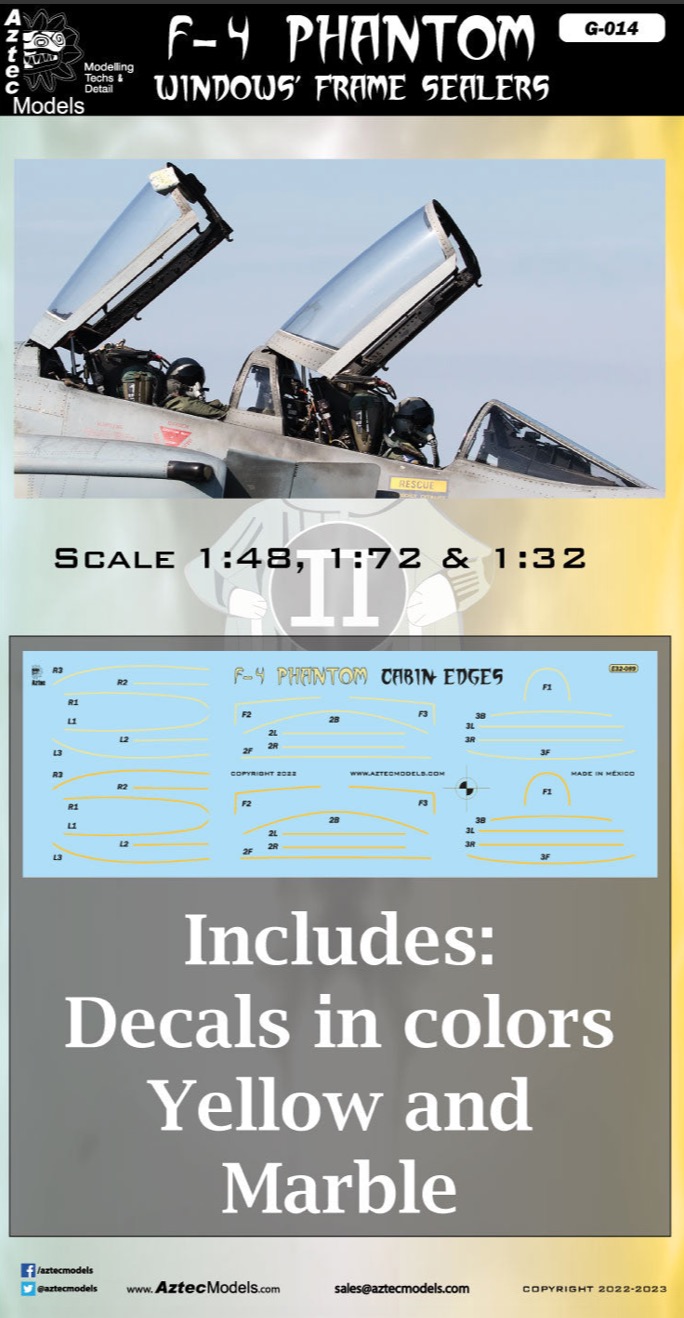 Decal 1/32 McDonnell F-4 Phantom window's frame sealers (Aztec)