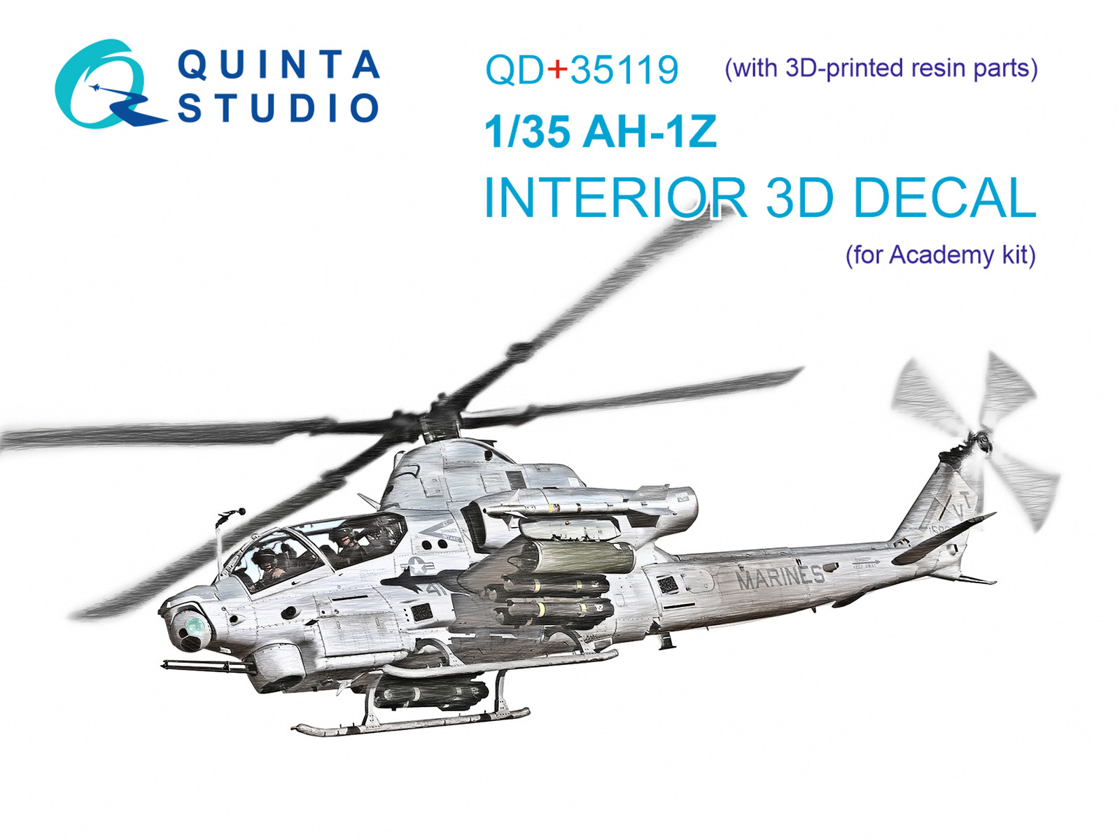 AH-1Z 3D-Printed & coloured Interior on decal paper (Academy) (with 3D-printed resin parts)