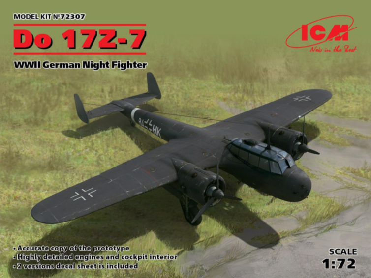 Model kit 1/72 Dornier Do 17Z-7 German WWII Night Fighter (ICM)