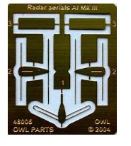 Photo Etching Kit 1/48 Radar Aerials RAF AI MKIII (Owl Decals)
