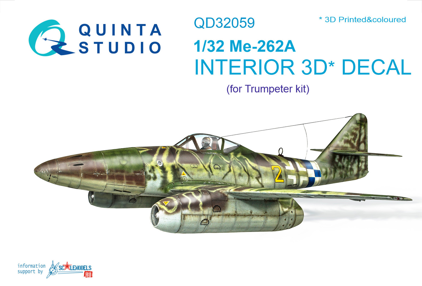 Me-262A 3D-Printed & coloured Interior on decal paper (for Trumpeter kit)