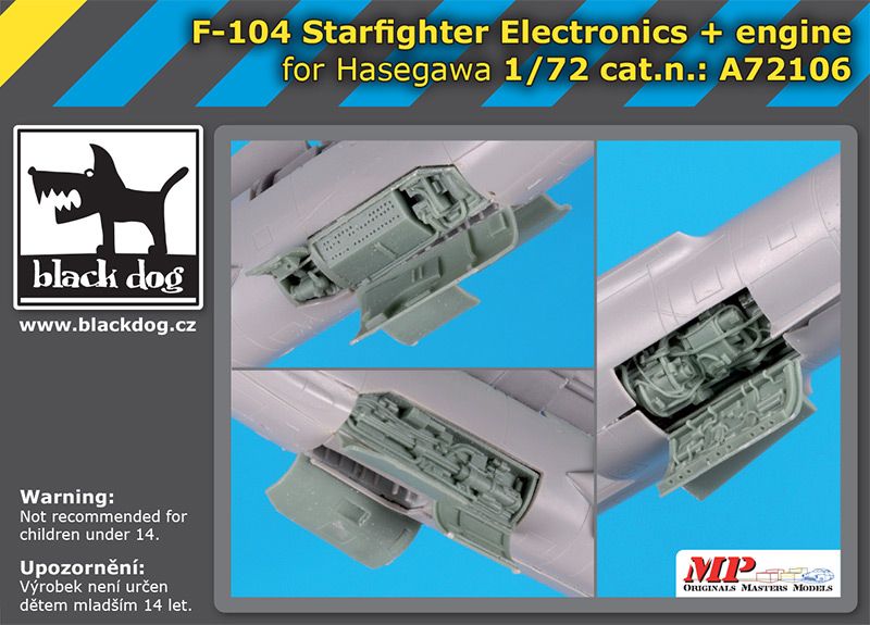 Additions (3D resin printing) 1/72 Lockheed F-104 Starfighter electronics + engine (designed to be used with Hasegawa kits)
