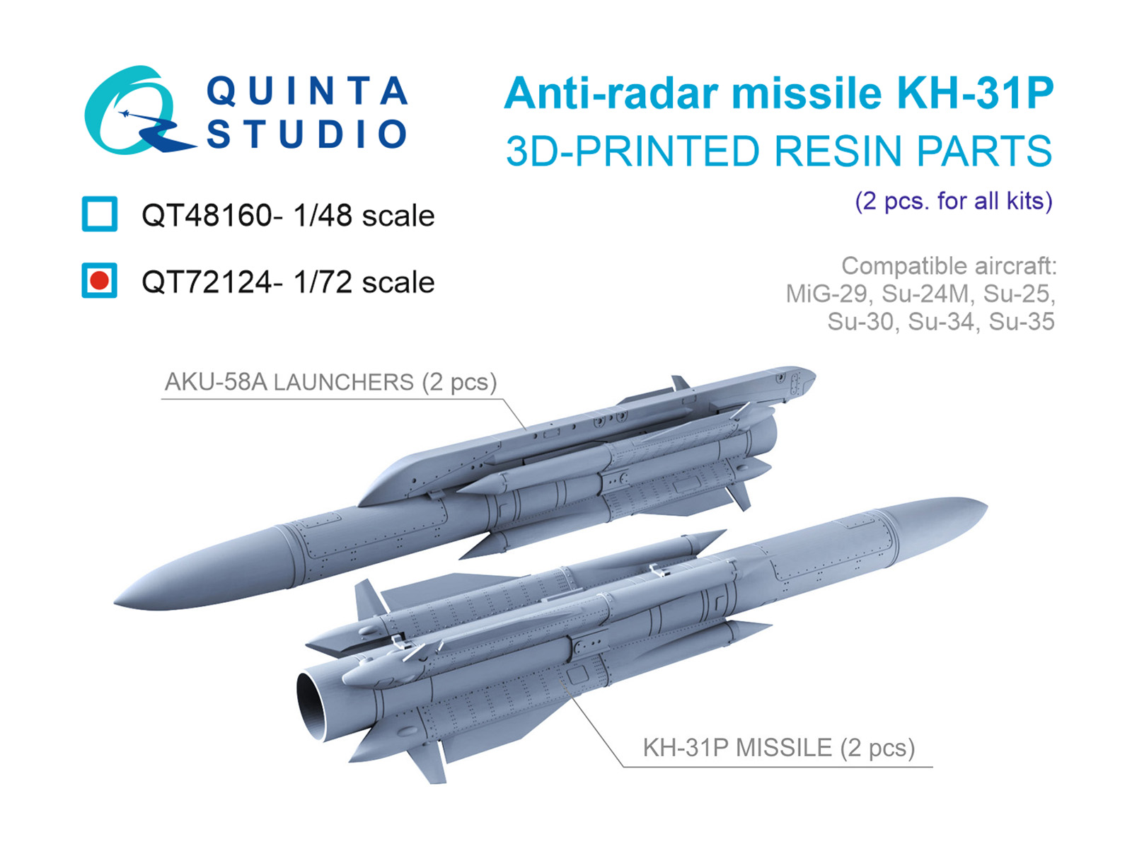 KH-31P Аnti-radar Missiles with Launchers, 2 pcs (for all kits)