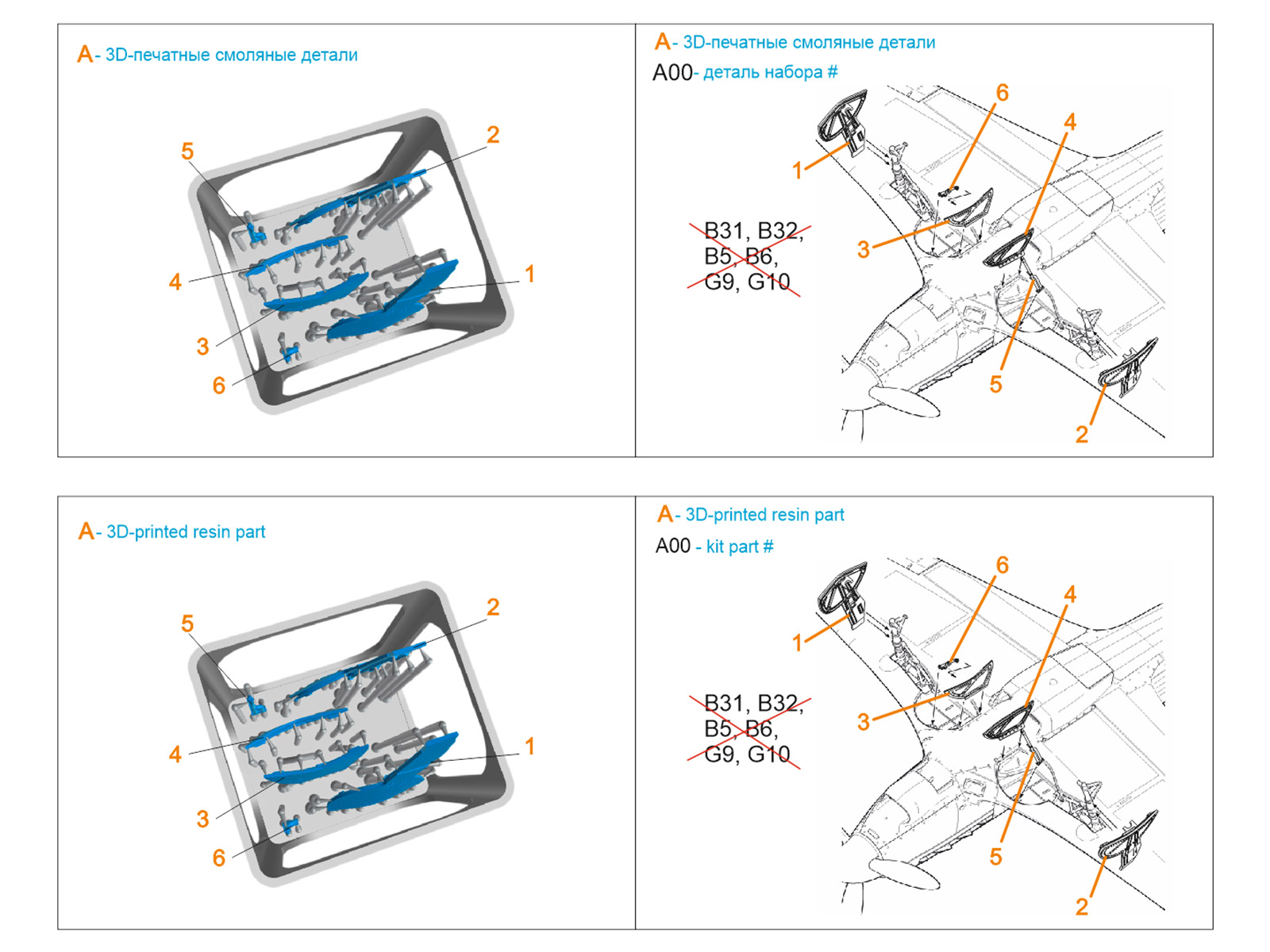 Yak-7B Undercarriage covers (Zvezda)
