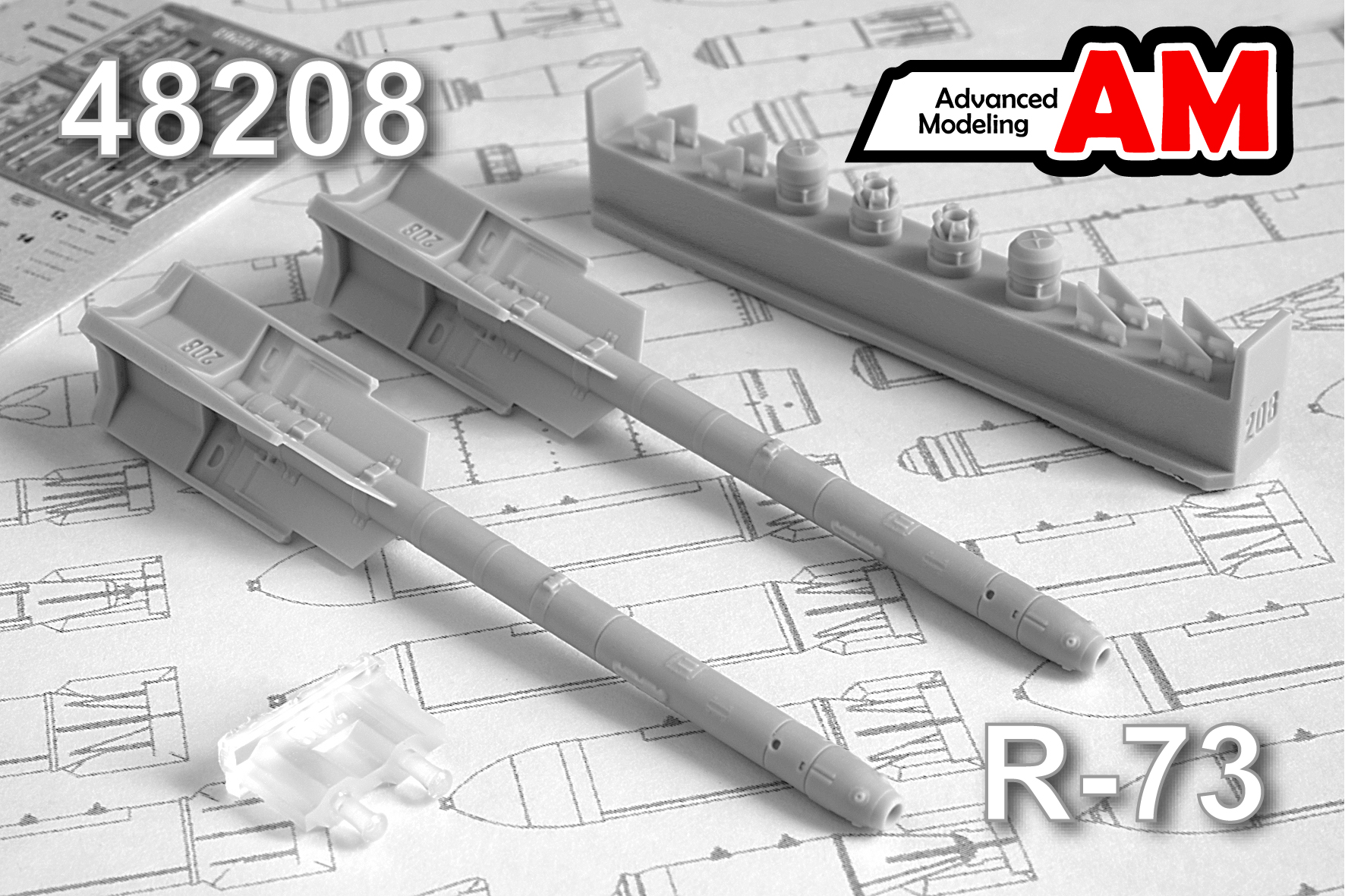 Additions (3D resin printing) 1/48 Aircraft guided missile R-73 (Advanced Modeling) 