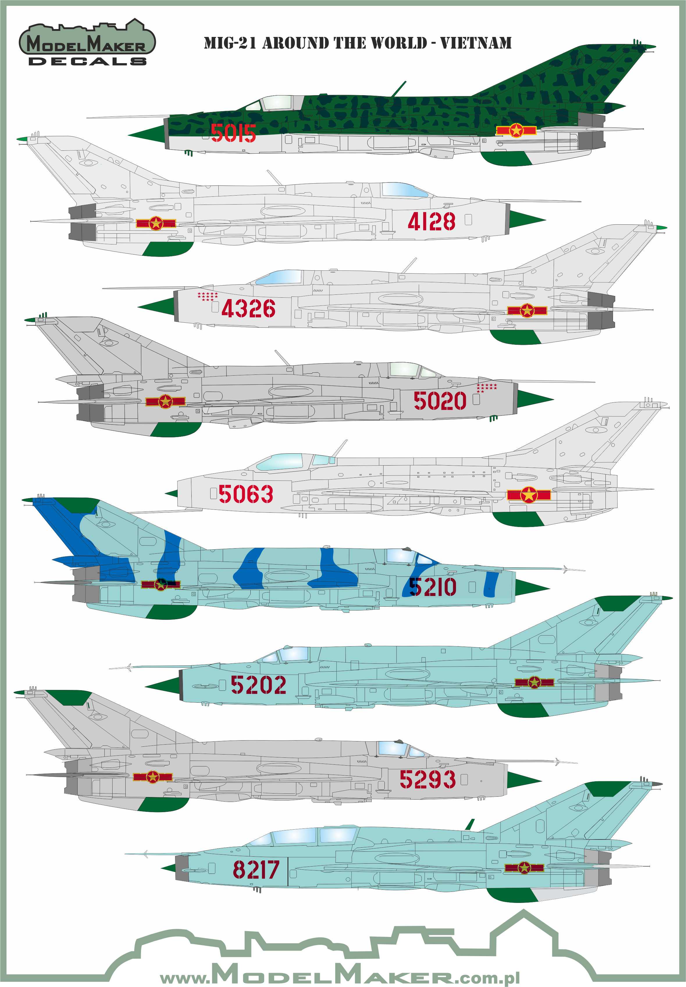 Decal 1/72 Mikoyan MiG-21 Vietnam (Model Maker Decals)