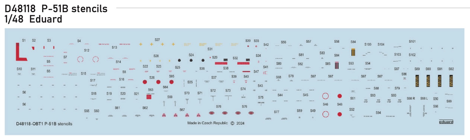 Decal 1/48 P-51B stencils (EDU)