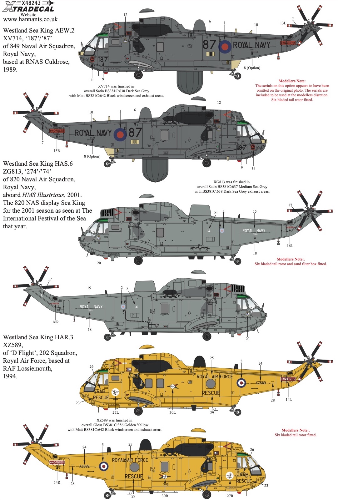 Decal 1/48 Westland Sea King Collection Pt1 (7) (Xtradecal)