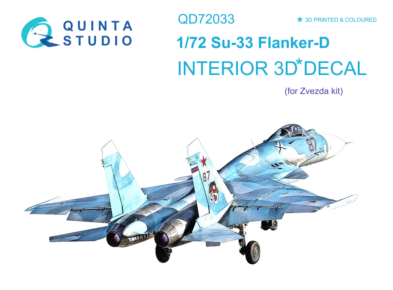 Su-33 3D-Printed & coloured Interior on decal paper (Zvezda)