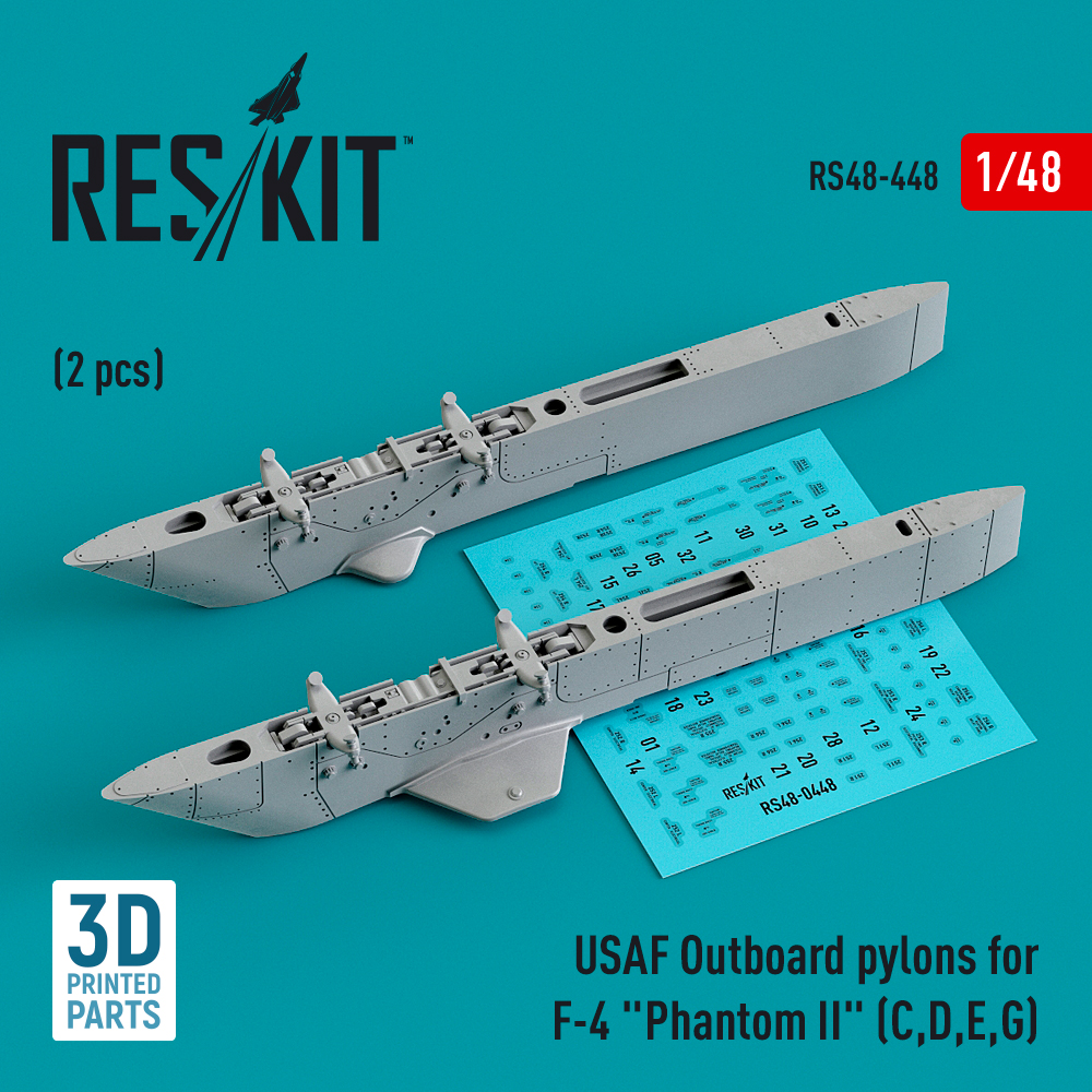 Additions (3D resin printing) 1/48 USAF Outboard pylons for McDonnell F-4 Phantom II (ResKit)