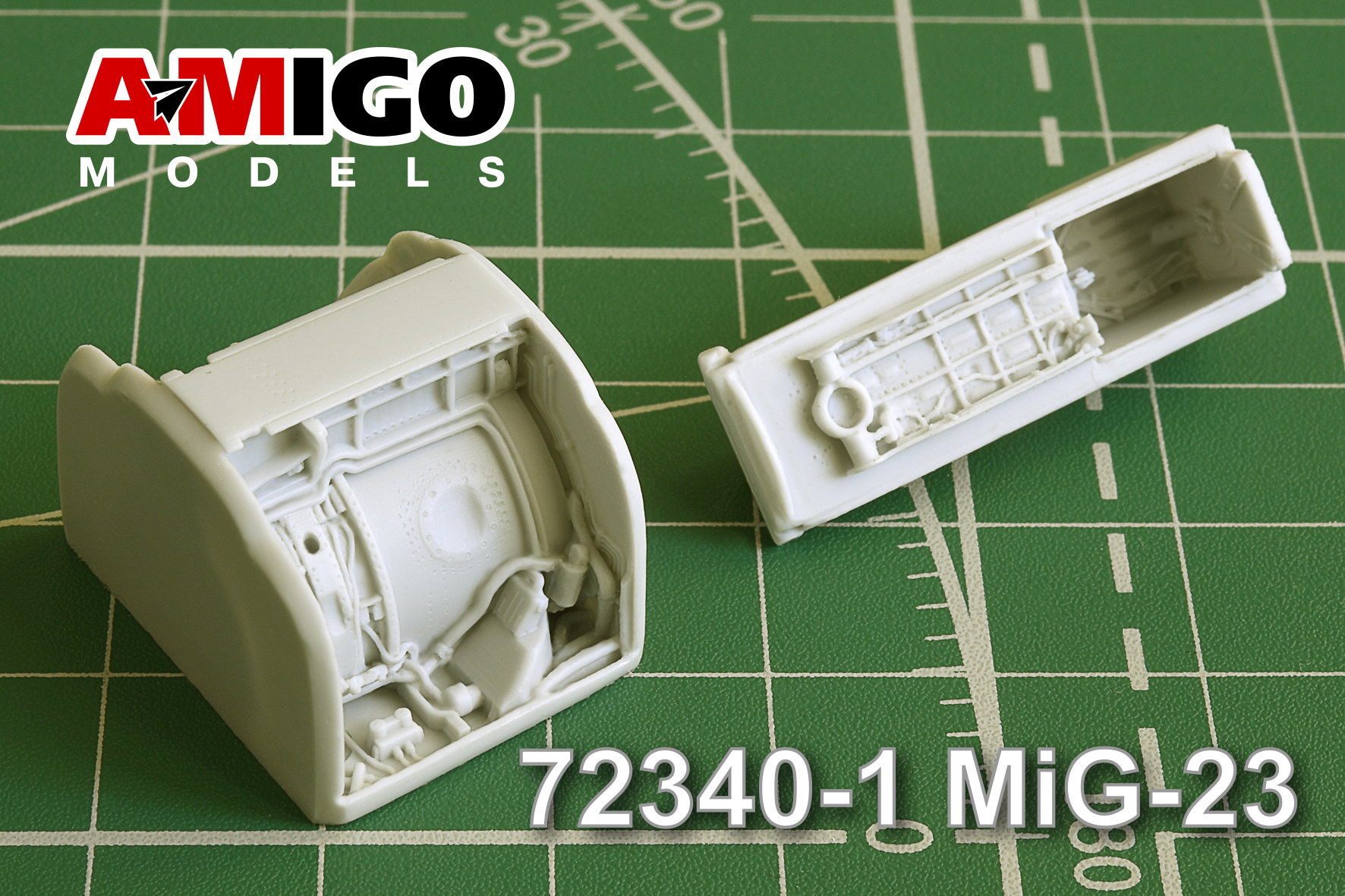 Additions (3D resin printing) 1/72 MiG-23 aircraft landing gear niches (Amigo Models) 