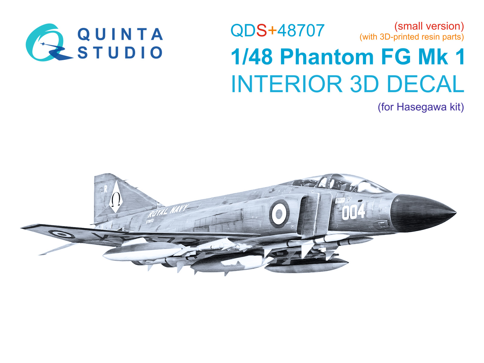 F-4K Phantom FG.1 3D-Printed & coloured Interior on decal paper (Hasegawa) (Small version) (with 3D-printed resin parts)